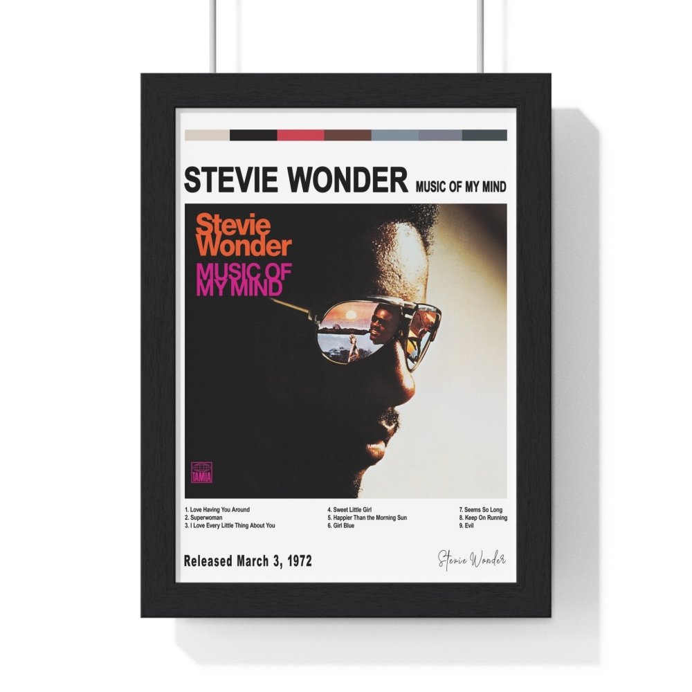 Stevie Wonder Album Cover Poster - Poster Kingz - A5 (unframed) - White - Music of My Mind