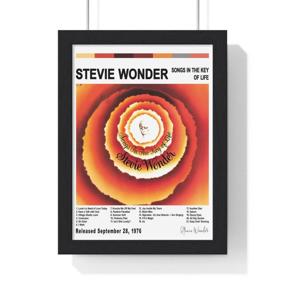 Stevie Wonder Album Cover Poster - Poster Kingz - A5 (unframed) - White - Songs in the Key of Life