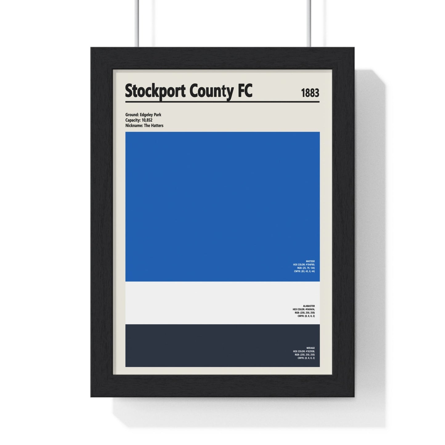 Framed Stockport County FC colour swatch print