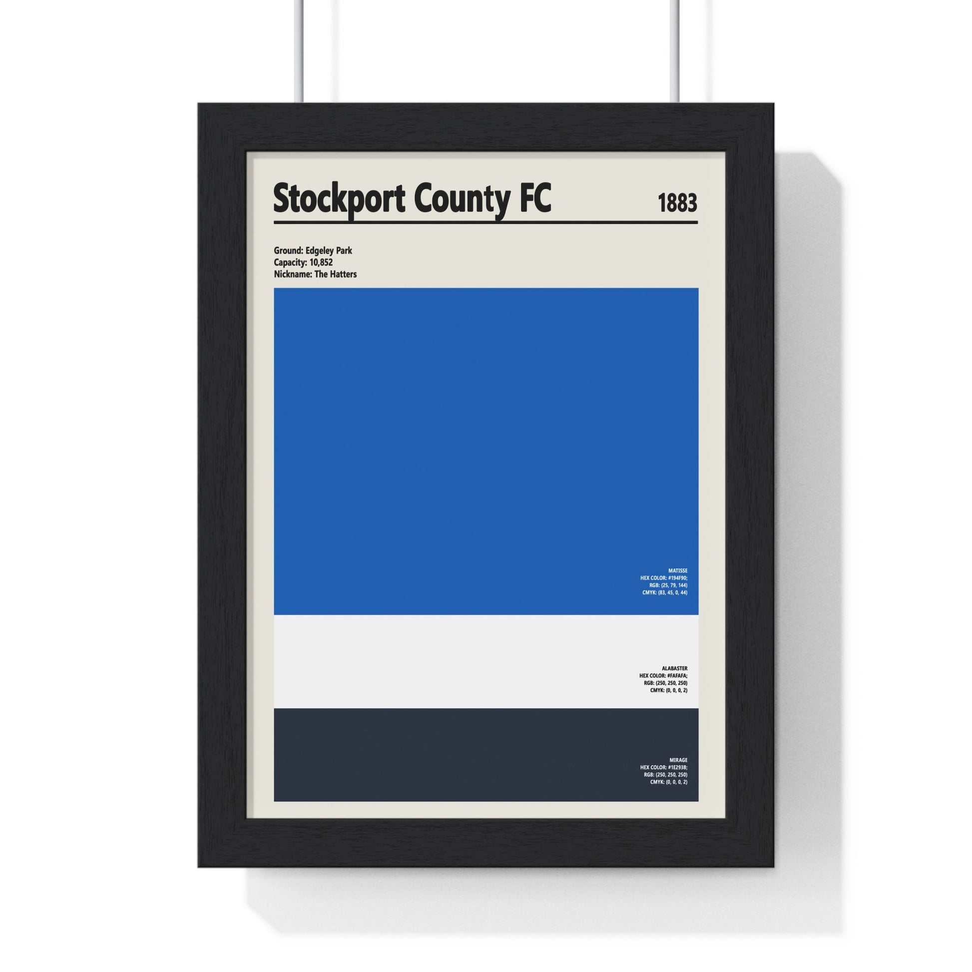 Framed Stockport County FC colour swatch print