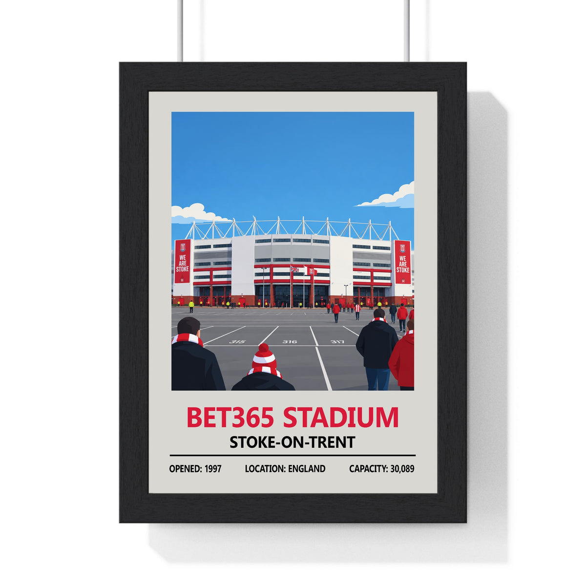 Stoke City Bet365 Stadium framed print black MDF frame