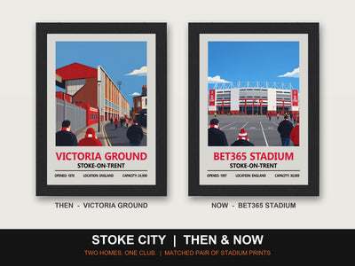 Stoke City Then & Now Stadium Set | Victoria Ground + bet365 Stadium Prints