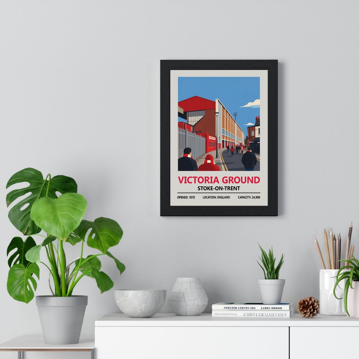 Stoke City Victoria Ground Stadium Print framed on a living room wall