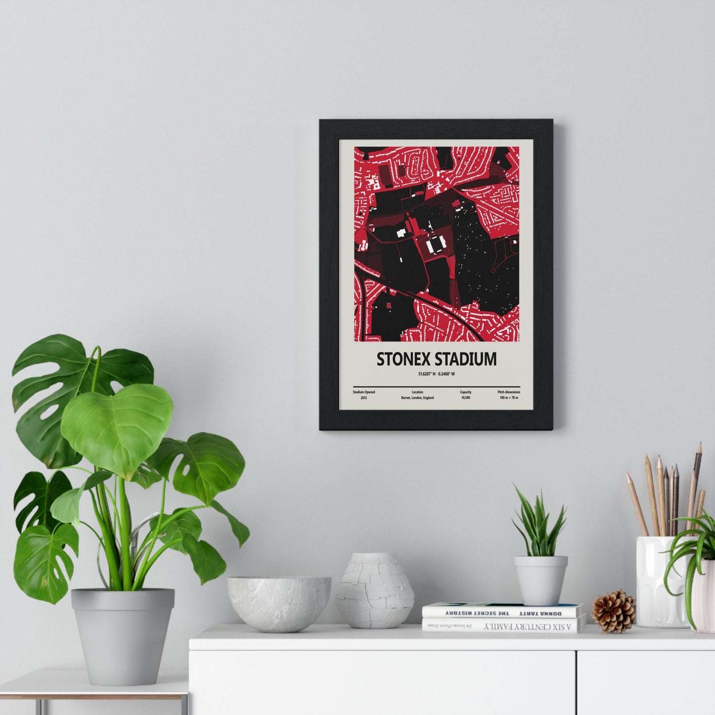 Framed StoneX Stadium London Saracens Rugby Stadium map print