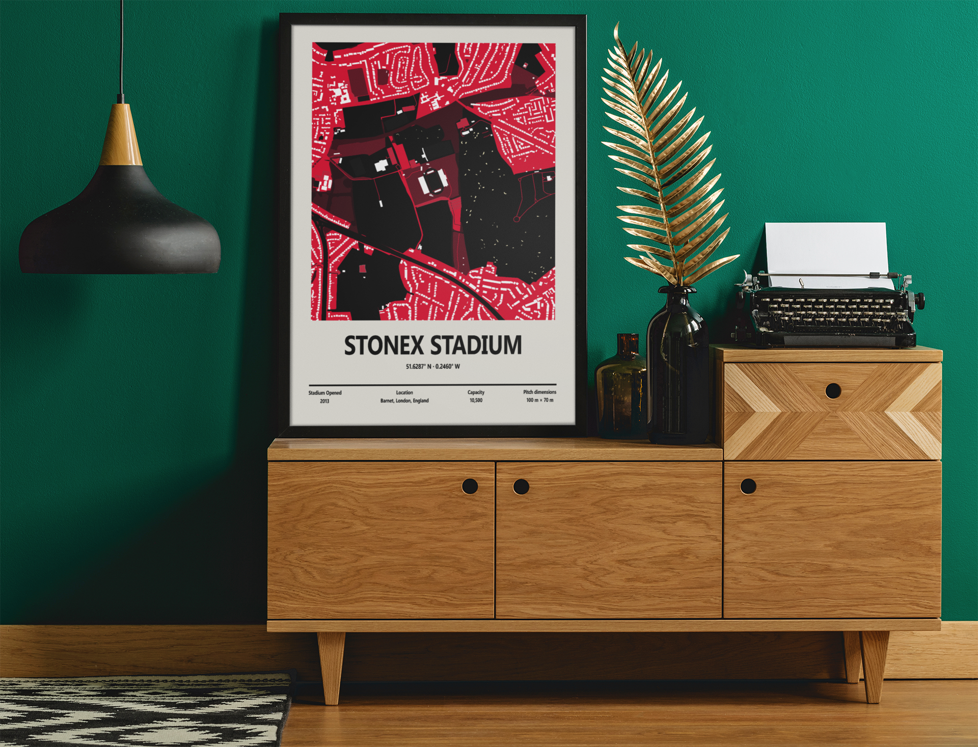 Framed StoneX Stadium London Saracens Rugby Stadium map print wall display