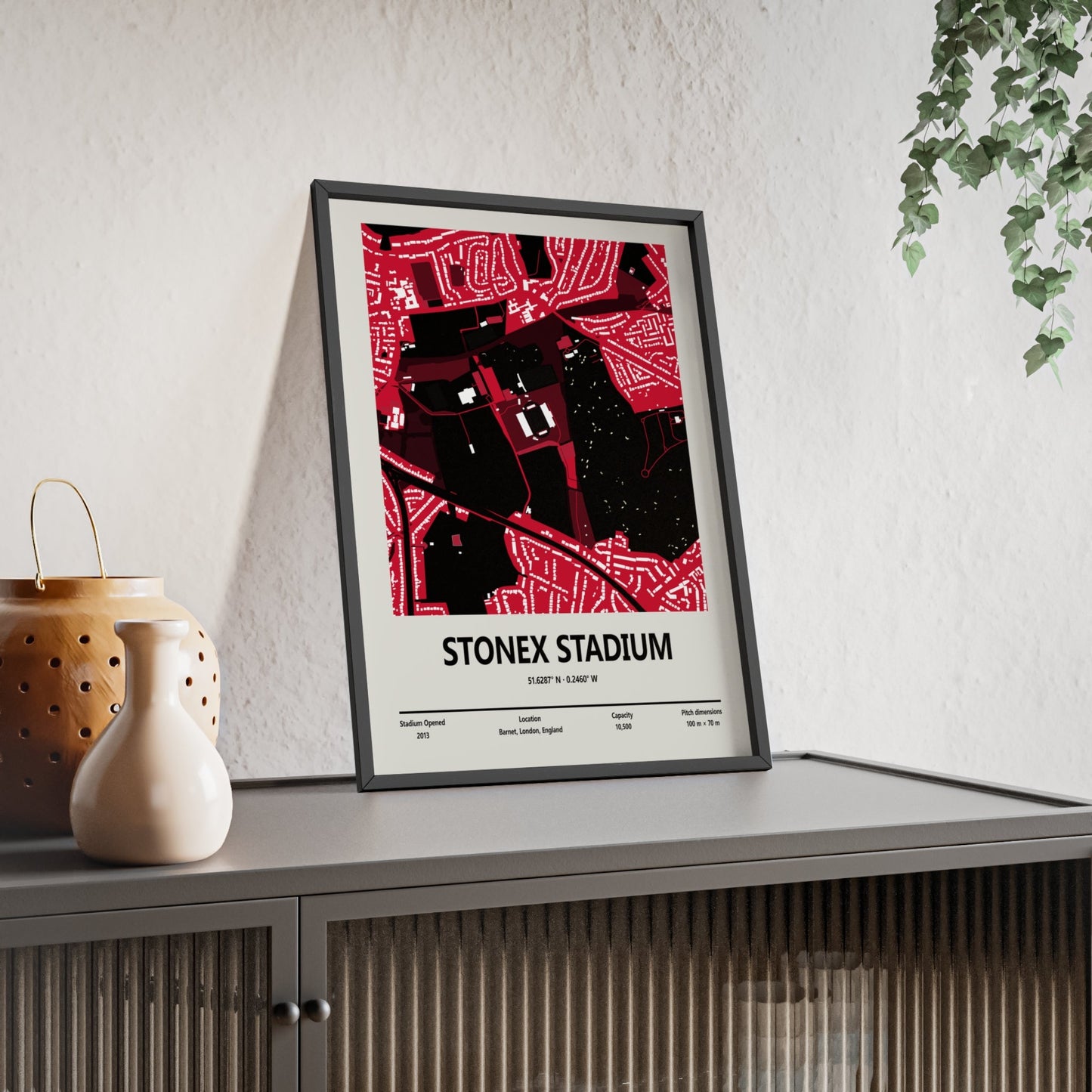 Framed StoneX Stadium London Saracens Rugby Stadium map print