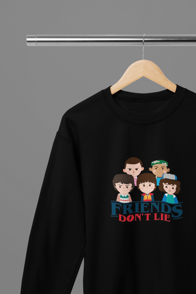 Stranger Things Friends Don't Lie - TV Show T-Shirt/Sweatshirt - Poster Kingz - S - Black - Sweatshirt