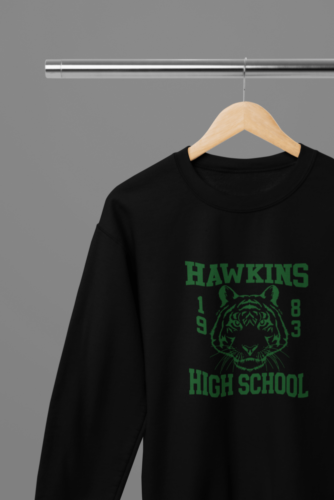 Stranger Things Hawkins High School - TV Show T-Shirt/Sweatshirt - Poster Kingz - S - Black - Sweatshirt