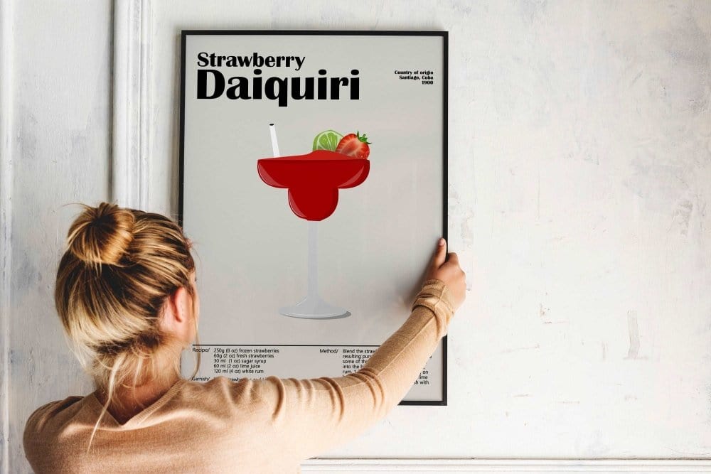 Framed Strawberry Daiquiri Cocktail - Bold Drink - print