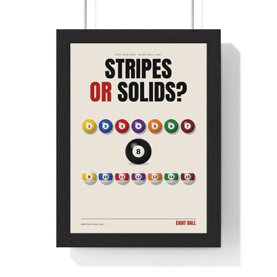 Stripes or Solids Pool print framed in a black frame, ready to hang