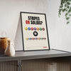 Stripes or Solids Pool print framed and leaning on a sideboard