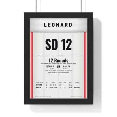 Leonard v Hagler 1987 Boxing Poster framed in a black frame, ready to hang