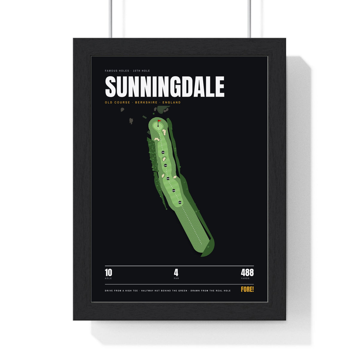 Sunningdale 10th Hole print framed in a black frame, ready to hang