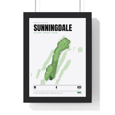 Sunningdale 18th Hole White print framed in a black frame, ready to hang