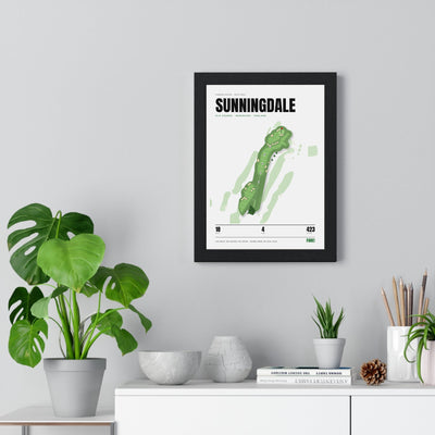 Sunningdale 18th Hole White print framed on a living room wall