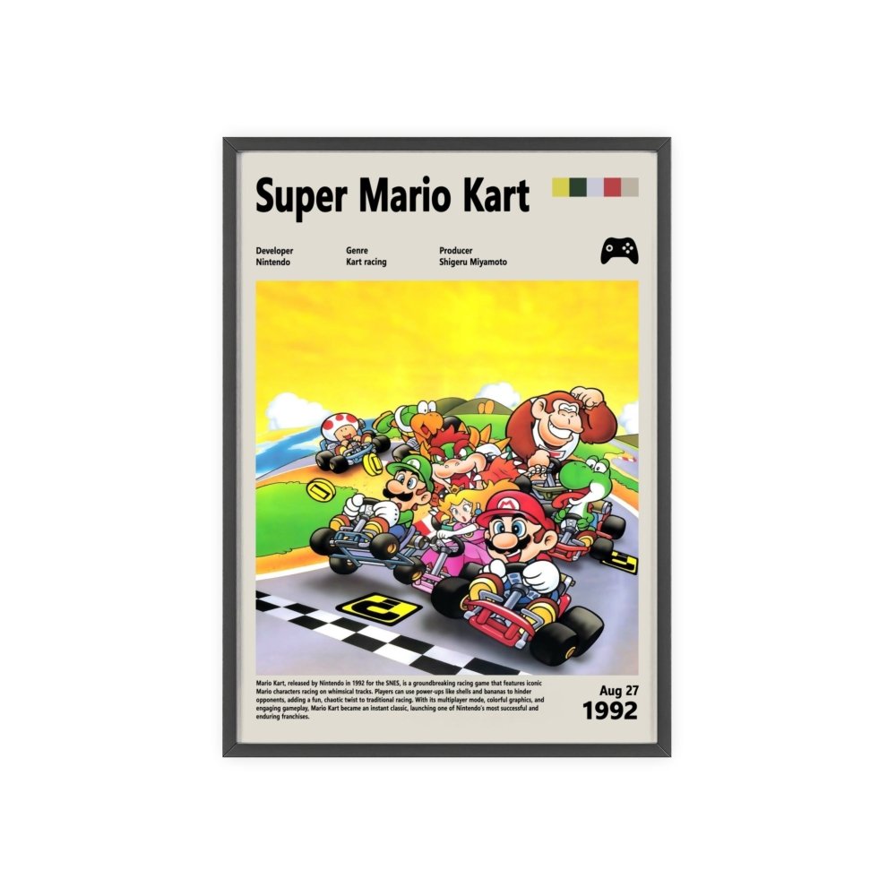 Super Mario Kart 1992 - Video Game Info minimalist Poster - Poster Kingz