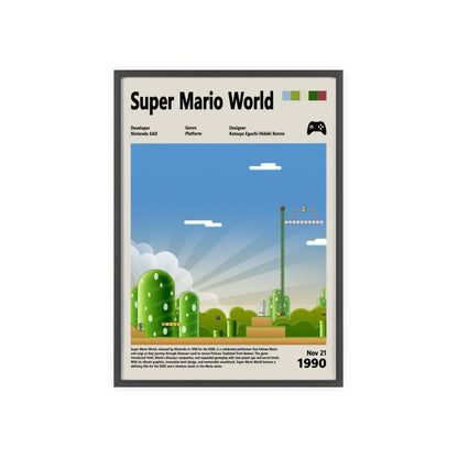 Super Mario World 1990 - Video Game Info minimalist Poster - Poster Kingz