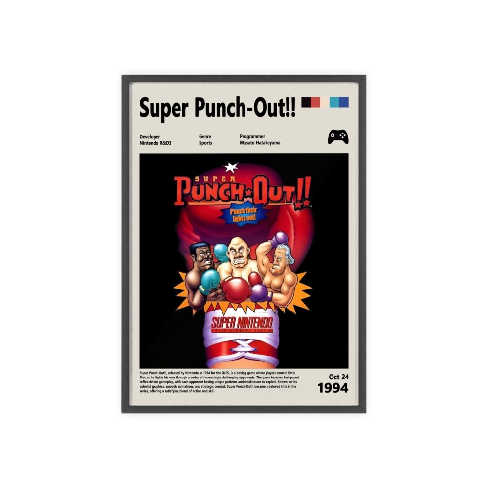 Super Punch out 1994 - Video Game Info minimalist Poster - Poster Kingz