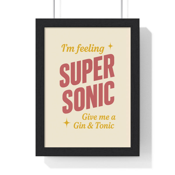 Framed Oasis Supersonic poster with gin and tonic lyric music wall art