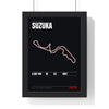 Suzuka Circuit print framed in a black frame, ready to hang