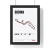 Suzuka Circuit print White framed in a black frame, ready to hang