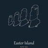 Personalised Easter Island Line Art Print | Custom Travel Poster