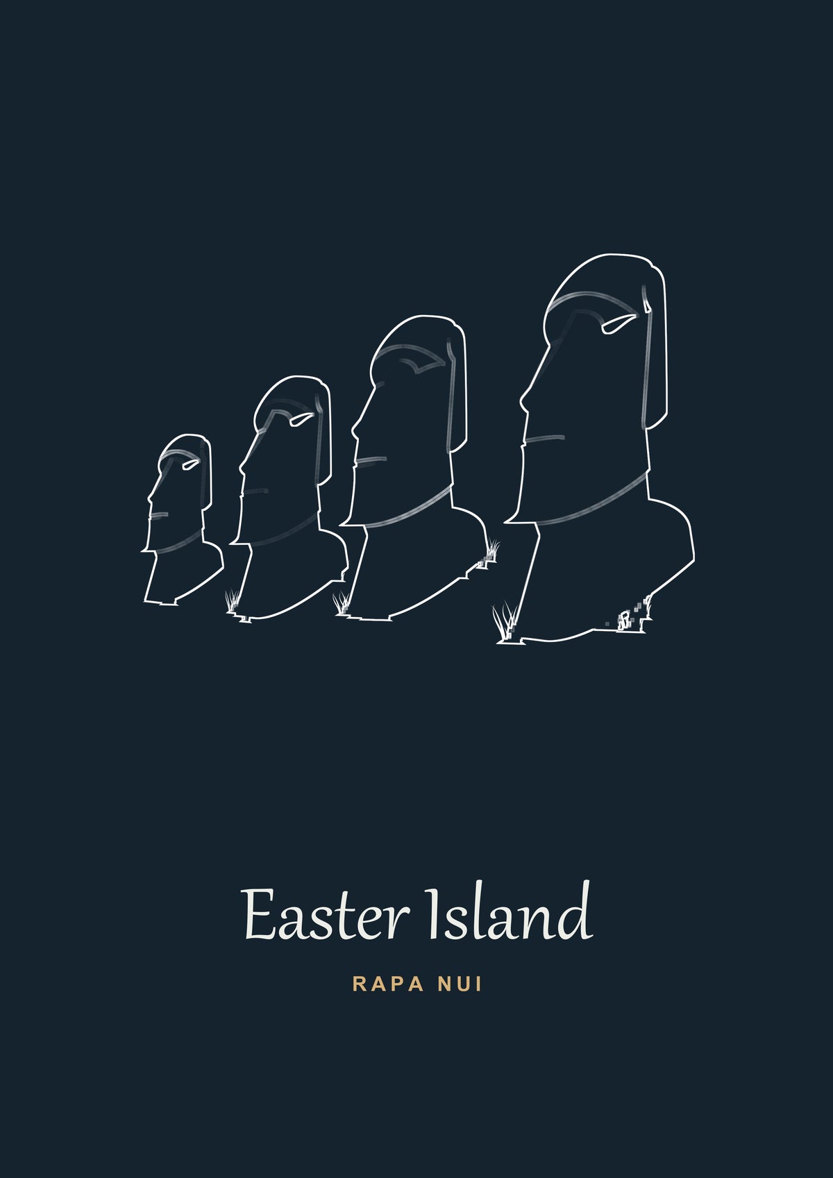 Personalised Easter Island Line Art Print | Custom Travel Poster