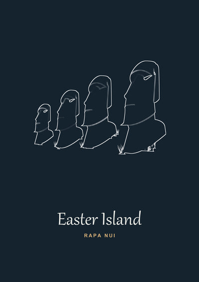 Personalised Easter Island Line Art Print | Custom Travel Poster