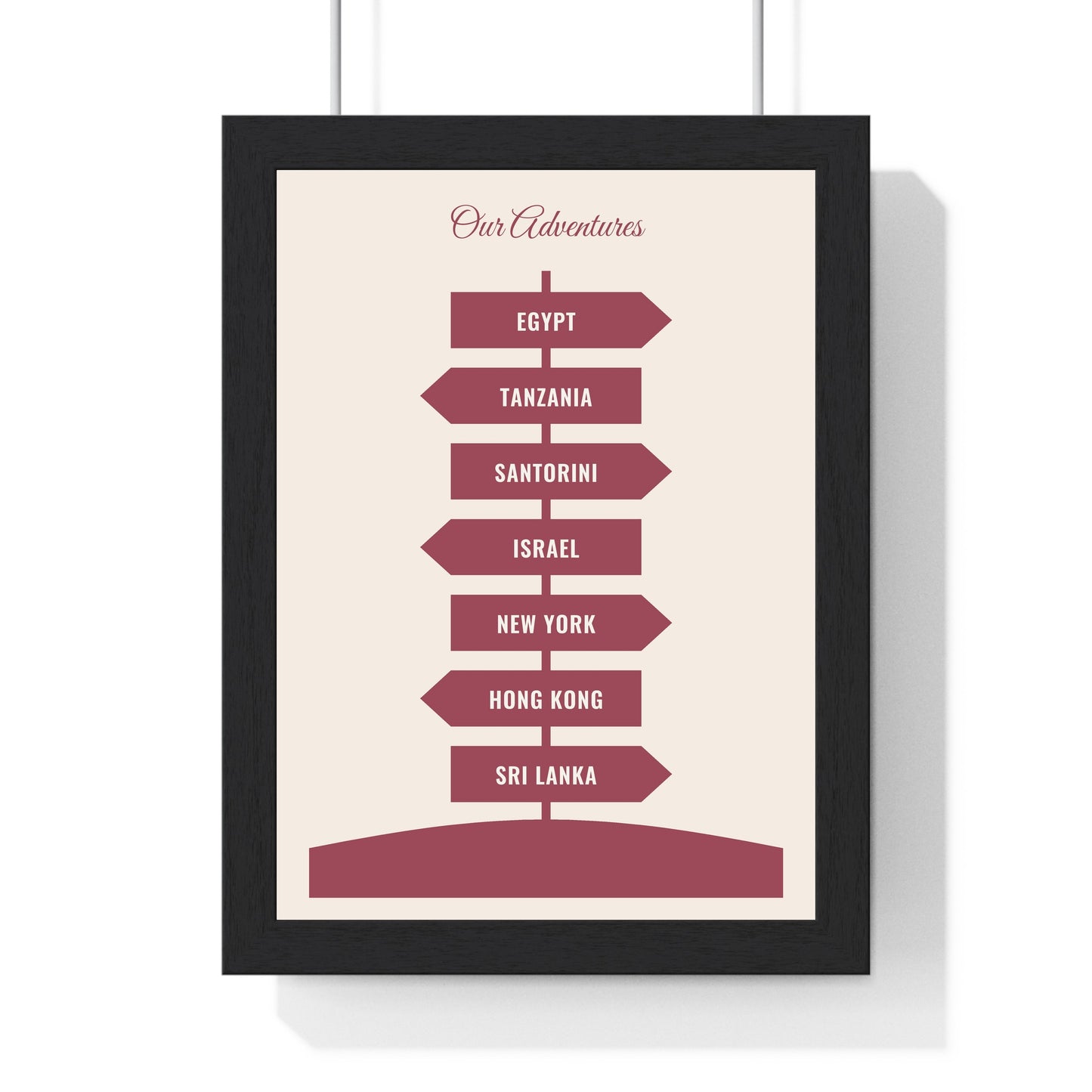 Personalised Travel Signpost Print | Custom Holiday Destinations Poster