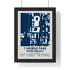 T-Mobile Park map print framed in a black frame, ready to hang