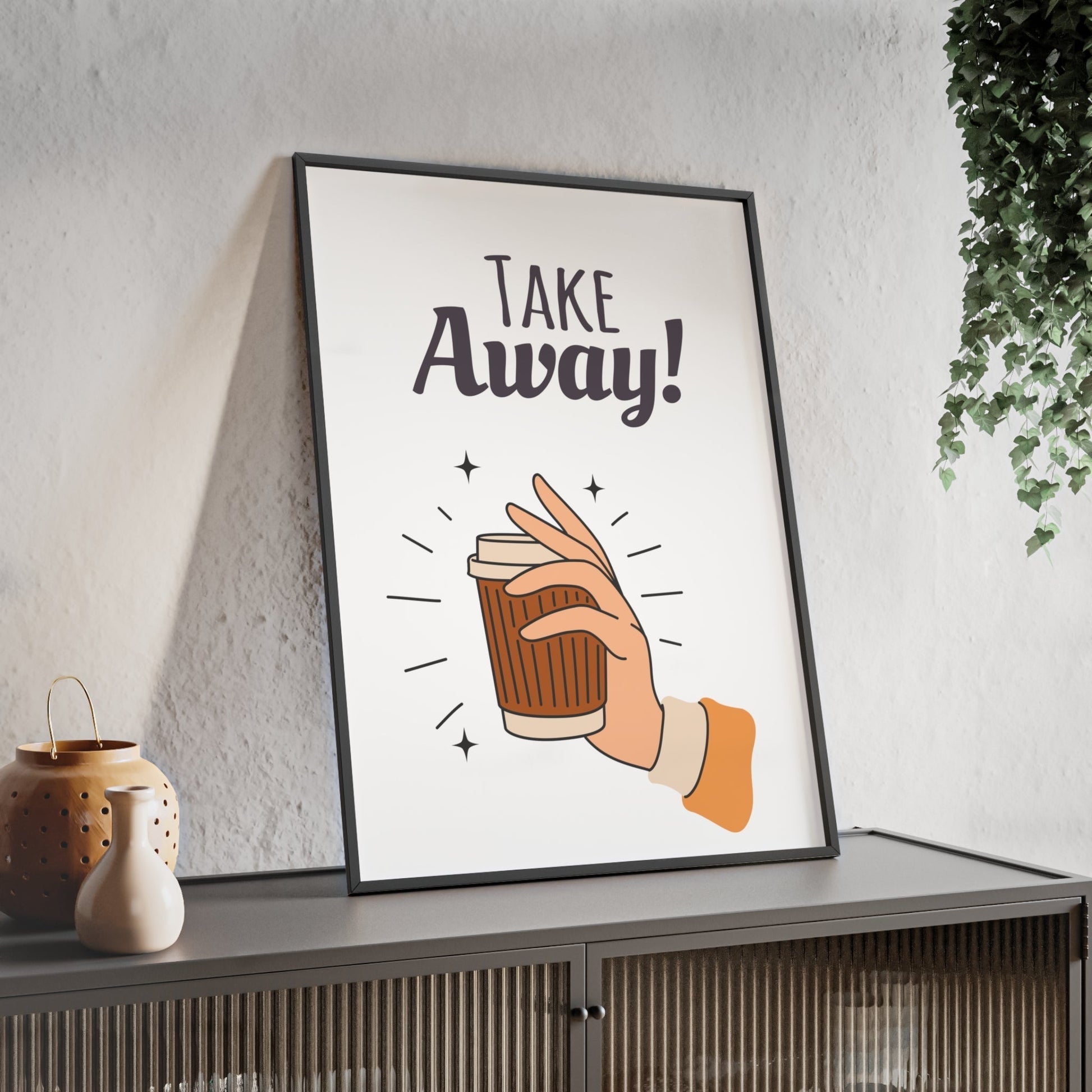 Framed Take Away Coffee Kitchen Print - Coffee Bar print