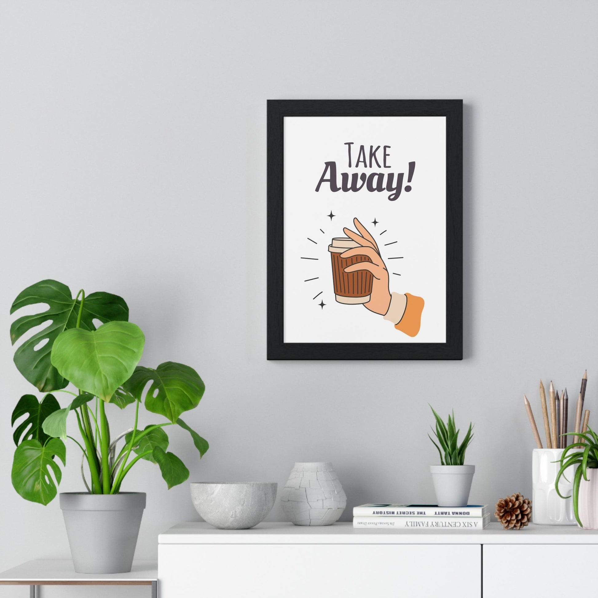 Framed Take Away Coffee Kitchen Print - Coffee Bar print