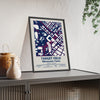 Target Field map print framed and leaning on a sideboard