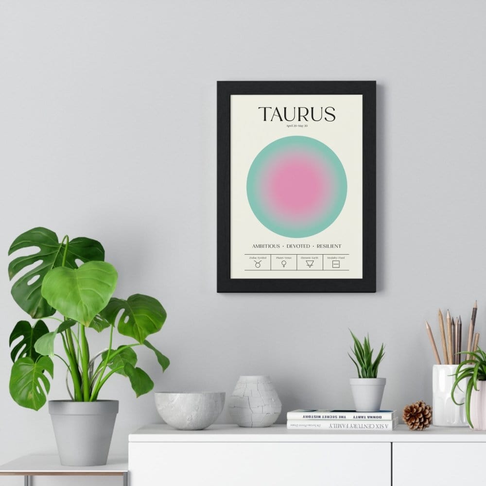 Framed Taurus Astrology Chart poster back view