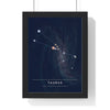 Taurus Constellation print framed in a black frame, ready to hang