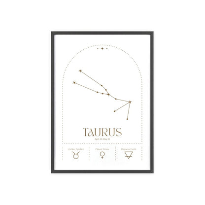 Taurus Minimalist Astrology Chart Poster - Art Print - Poster Kingz