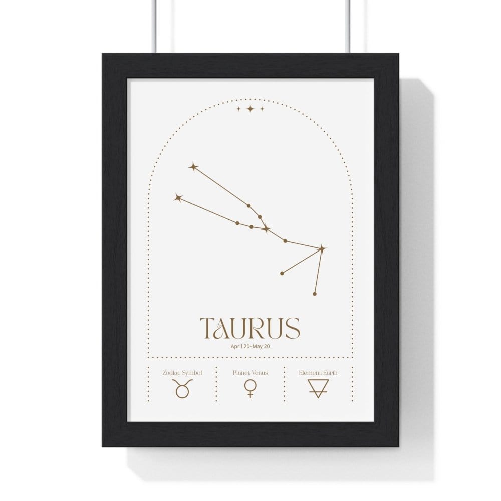 Framed Taurus Minimalist Astrology Chart poster