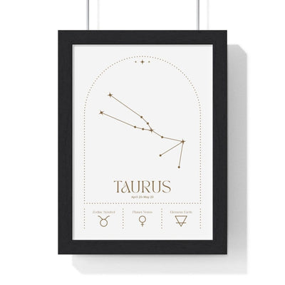 Framed Taurus Minimalist Astrology Chart poster