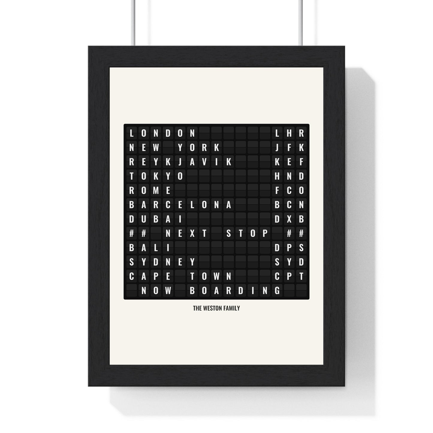 Personalised airport destination board split flap travel poster main product image