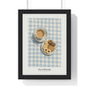 Tea and Biscuits Print framed in a black frame, ready to hang