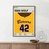 Black t-shirt with Teen Wolf 1985 Movie Poster - 80s Classic Comedy Horror Art Print front view