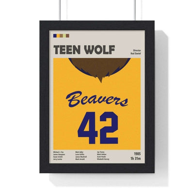 Black t-shirt with Teen Wolf 1985 Movie Poster - 80s Classic Comedy Horror Art Print