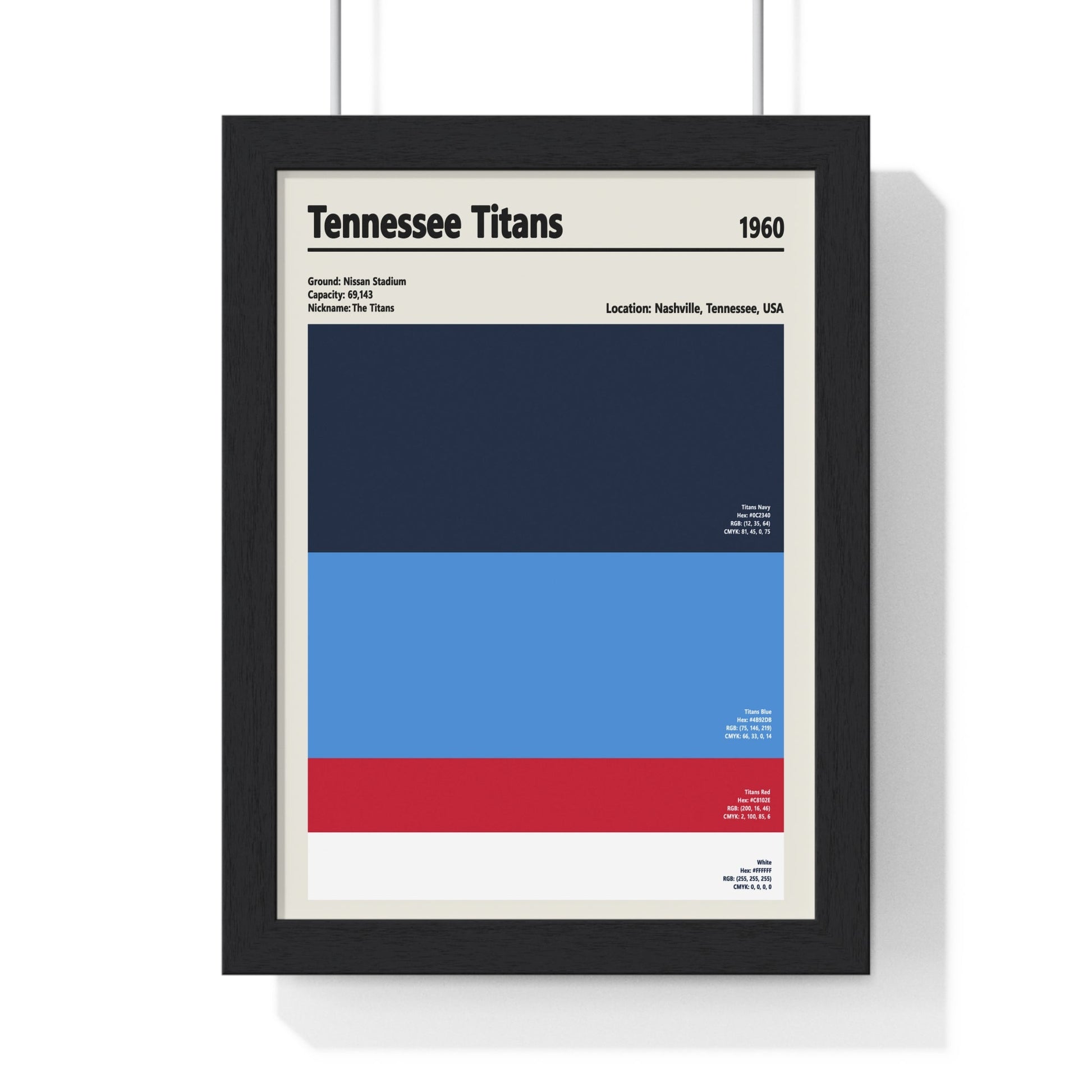 Framed Tennessee Titans colour swatch print