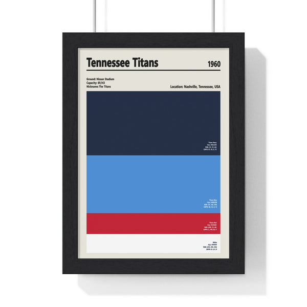Tennessee Titans colour swatch print framed in black MDF frame with perspex