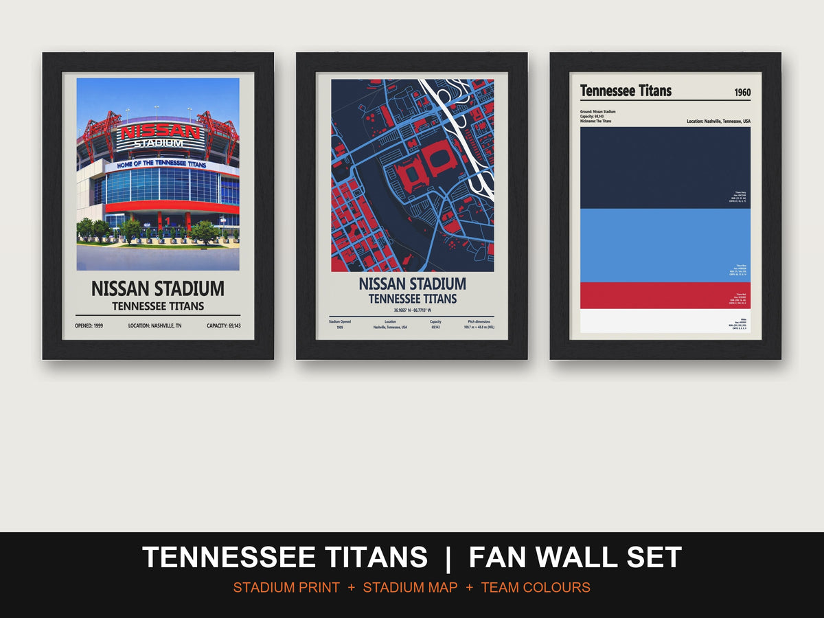 Tennessee Titans Fan Wall Set | Nissan Stadium Print, Stadium Map & Team Colours