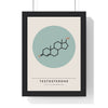 Testosterone Molecule print framed in a black frame, ready to hang