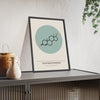 Testosterone Molecule print framed and leaning on a sideboard