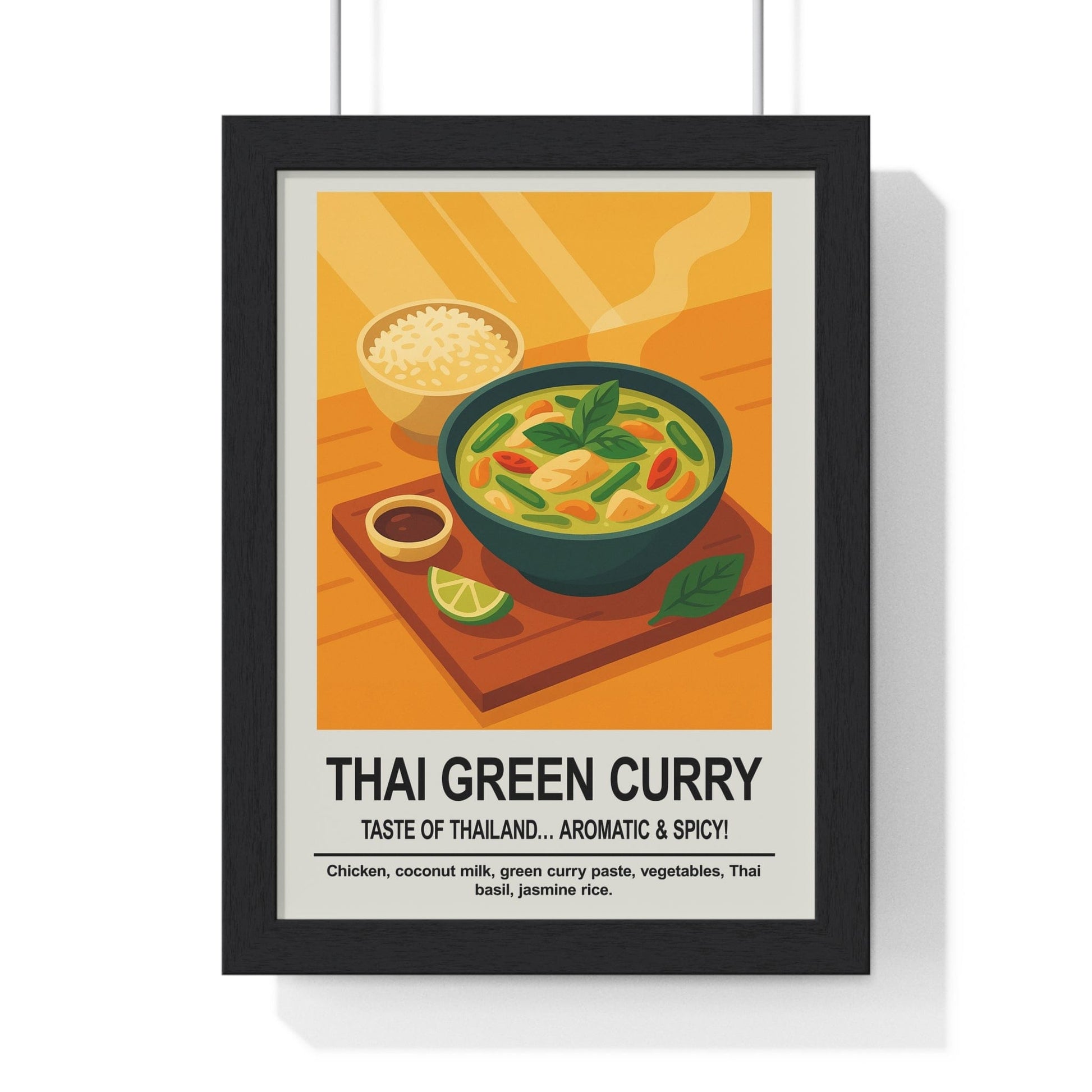 Framed Thai Green Curry Kitchen - Thai Food Print print