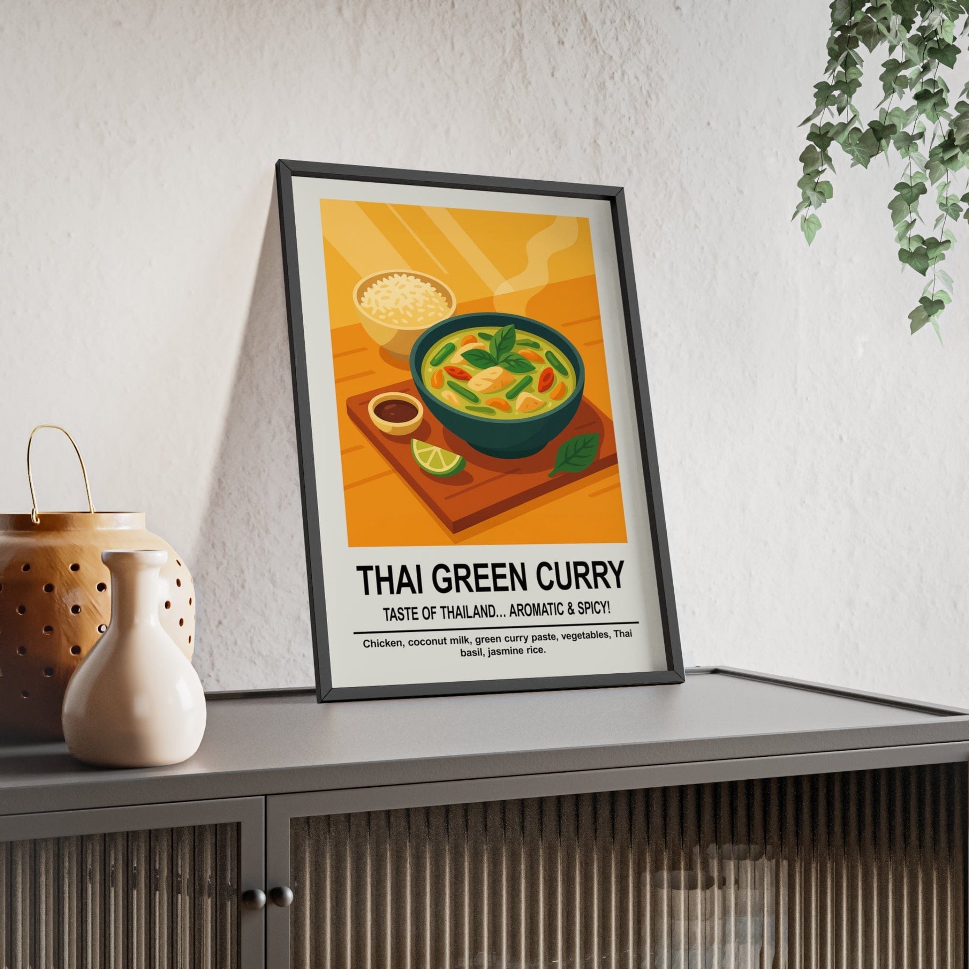 Framed Thai Green Curry Kitchen - Thai Food Print print