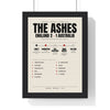 The Ashes 2005 print framed in a black frame, ready to hang